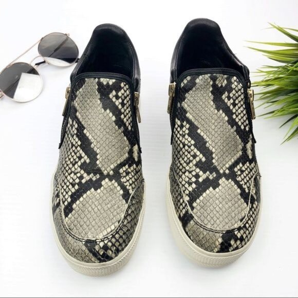 Ash Jordy black and gray Snake-Print leather platform Sneakers 6.5 - Picture 3 of 9